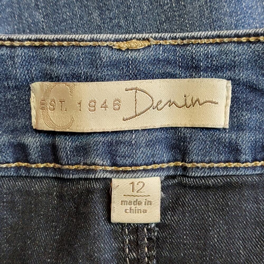 Est 1946 High Rise Faded Denim Pencil Midi Skirt Size 12 - Picture 9 of 11
